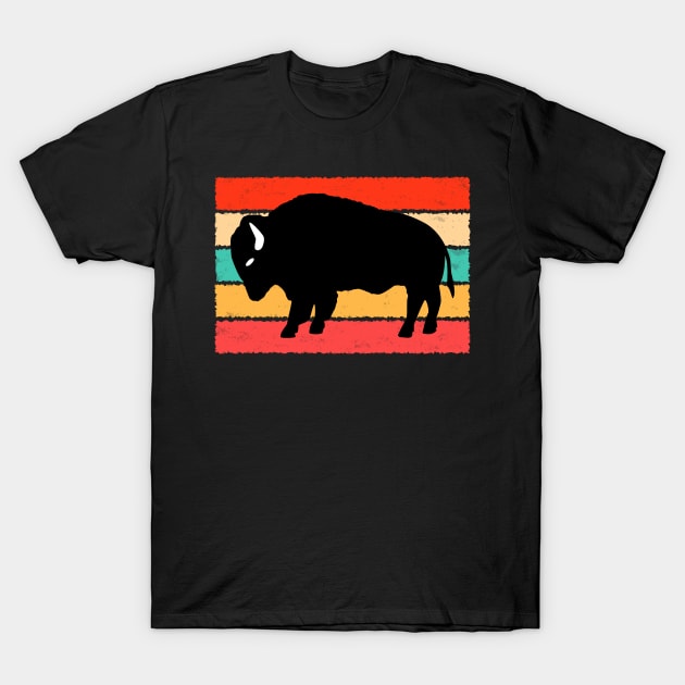 Vintage Wilderness Buffalo Silhouette Retro Inspired Design T-Shirt by Brobocop